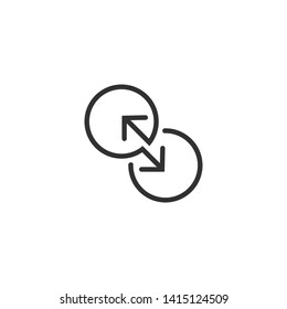 black direction arrows for transfer, sync, migration data. traffic bridge or exchange concept. Simple linear logo icon  design isolated on white background. Suitable for web landing page