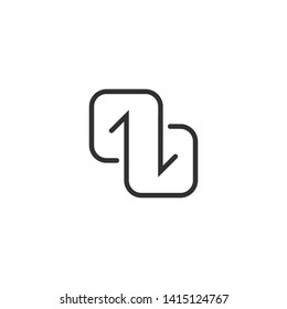 black direction arrows for transfer, sync, migration data. traffic bridge or exchange concept. Simple linear logo icon  design isolated on white background. Suitable for web landing page