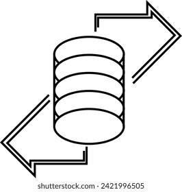 black direction arrows for transfer, sync, migration data. traffic bridge or exchange conept. linear logotype graphic art design isolated on white background.