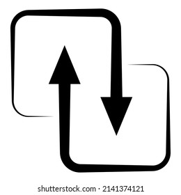 Black direction arrows transfer, synchronization, data transfer, square arrow exchange concept
