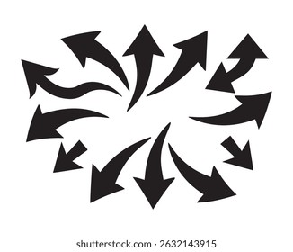 Black Directional Arrows Icon Set for Graphic Design and Navigation, Vector EPS Fully Editable File.