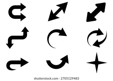 Black directional symbols and pointers arrow navigation