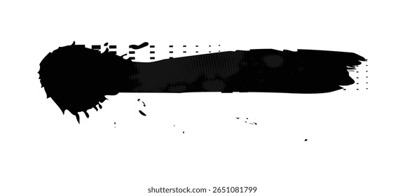 Vector de elemento de textura de tinta de trazo de pincel sucio negro