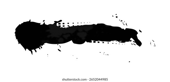 Black dirty brush stroke ink texture element isolated
