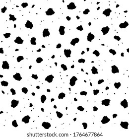 Black Dirty Ink. Animal Stain. Isolated Dot. White Animal Grunge. African Paint Blob. Leopard Blotter. Dirty Dirt. Jaguar Dirt. Seamless Fur Splatter. Dalmatian Fur Pattern. Seamless Spray Texture