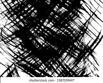 Black Dirty Rough Lines Texture. Grunge Texture Background. Strokes Black. Retro Lines Texture.