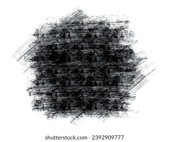 Black dirty stroke brush on isolated background, hand painted texture vector