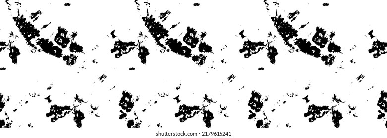 Black Dirty Trace. Seamless Grunge Print. Black Vector Stain. Mark Vector Texture. Dirty Grain Vector. Trace Step Texture. Dirty Brush Background. Trace Ink Print. Stain Tie Dye. Dirty Trace Pattern