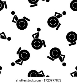 Black Disabled handicap icon isolated seamless pattern on white background. Wheelchair handicap sign. Vector Illustration