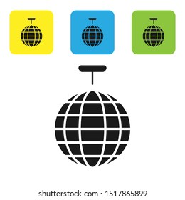 Black Disco ball icon isolated on white background. Set icons colorful square buttons. Vector Illustration