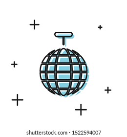 Black Disco ball icon isolated on white background.  Vector Illustration
