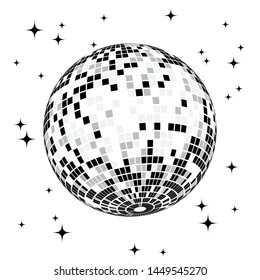 Black disco ball on a white background