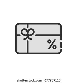 black discount icon like gift card. flat linear trend modern logotype graphic design isolated on white background. concept of marketing transaction for consumer or supermarket service for vip client