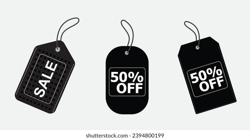 black discount label with various shape Vector illustration design