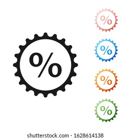 Black Discount percent tag icon isolated on white background. Shopping tag sign. Special offer sign. Discount coupons symbol. Set icons colorful. Vector Illustration
