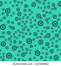 Black Discount percent tag icon isolated seamless pattern on green background. Shopping tag sign. Special offer sign. Discount coupons symbol.  Vector