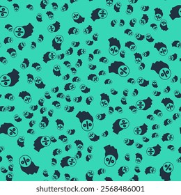 Black Discount percent tag icon isolated seamless pattern on green background. Shopping tag sign. Special offer sign. Discount coupons symbol.  Vector