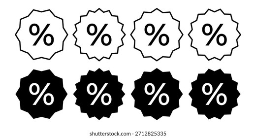 Schwarzes Rabatt-Tag-Icon-Paket, ideal für Verkaufsveranstaltungen, Werbeaktionen, Preissenkungen und visuelles Marketing im Einzelhandel.