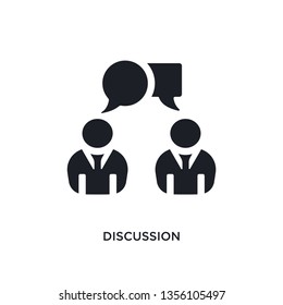 black discussion isolated vector icon. simple element illustration from startup concept vector icons. discussion editable logo symbol design on white background. can be use for web and mobile