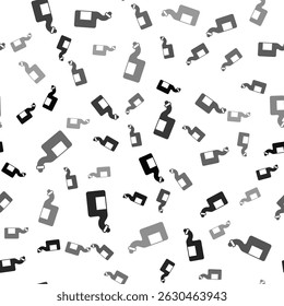 Black Dishwashing liquid bottle icon isolated seamless pattern on white background. Liquid detergent for washing dishes.  Vector