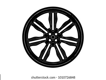 black disk wheel on white background, vector