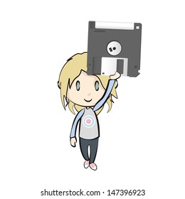Black diskette on white background. Vector design. 