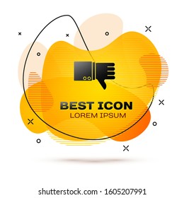Black Dislike icon isolated on white background. Abstract banner with liquid shapes. Vector Illustration