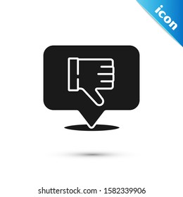 Black Dislike in speech bubble icon isolated on white background.  Vector Illustration