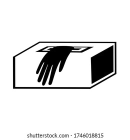 Black Disposable Gloves In A Box In A Cartoon Style. Vector