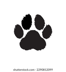 Black distorted paw on white background