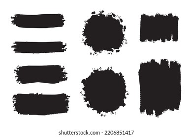Black Distress Brushes. Grunge Texture. Splash Banner. vector illustration.