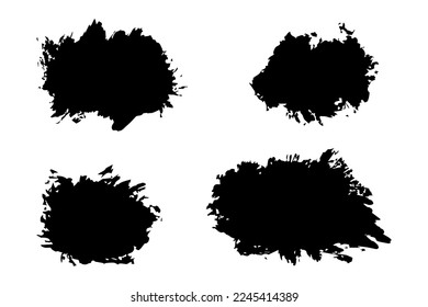 Black Distress Brushes. Grunge Texture. Splash Banner. vector illustration.