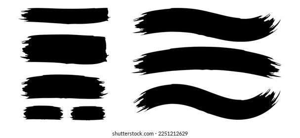 Black Distress Brushes. Grunge Texture. Splash Banner. vector illustration.