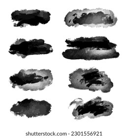 Black Distress Brushes. Grunge Texture. Splash Banner. vector illustration.