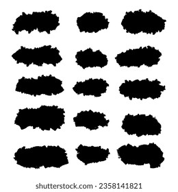 Black Distress Brushes. Grunge Texture. Splash Banner. vector illustration.