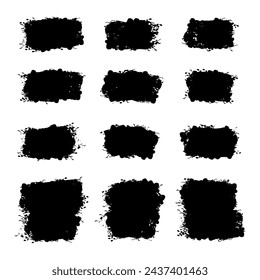 Black Distress Brushes. Grunge Texture. Splash Banner. vector illustration.