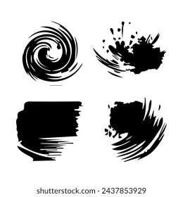 Black Distress Brushes. Grunge Texture. Splash Banner.