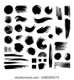 Black Distress Brushes. Grunge Texture. Splash Banner.