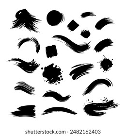 Black Distress Brushes. Grunge Texture. Splash Banner.