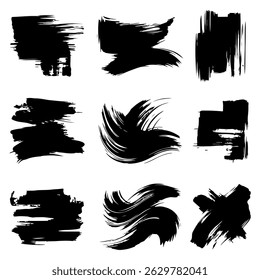 Black Distress Brushes. Grunge Texture. Splash Banner.