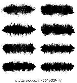 Black Distress Brushes. Grunge Texture. Splash Banner. vector illustration, EPS 10