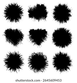Brosses de détresse noires. Texture grunge. Éclabousser la Bannière. illustration vectorielle, EPS10