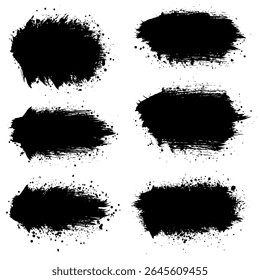 Brosses de détresse noires. Texture grunge. Éclabousser la Bannière. illustration vectorielle, EPS10