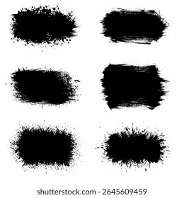 Black Distress Brushes. Grunge Texture. Splash Banner. vector illustration, EPS 10