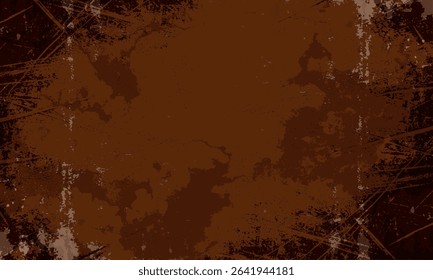 Black Distressed Grunge Texture on Rich Brown Backdrop