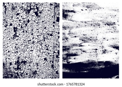 Textura superpuesta negra de hormigón craqueado, piedra o asfalto. Borde oscuro. Ilustración del vector de medio tono abstracto. Aislado sobre fondo blanco.