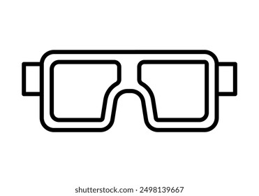 Icono negro de las gafas de buceo en el fondo blanco