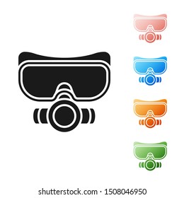 Black Diving mask icon isolated on white background. Extreme sport. Sport equipment. Set icons colorful. Vector Illustration