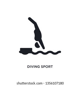 black diving sport isolated vector icon. simple element illustration from sport concept vector icons. diving sport editable logo symbol design on white background. can be use for web and mobile