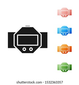 Black Diving watch icon isolated on white background. Diving underwater equipment. Set icons colorful. Vector Illustration